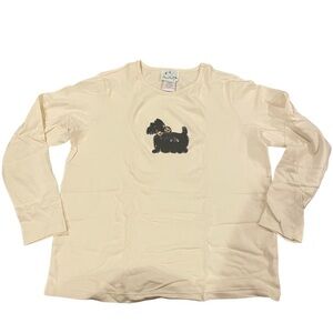 Quacker Factory 3/4 Sleeved Ivory T-shirt with Sequin Scottie Dog Size Large